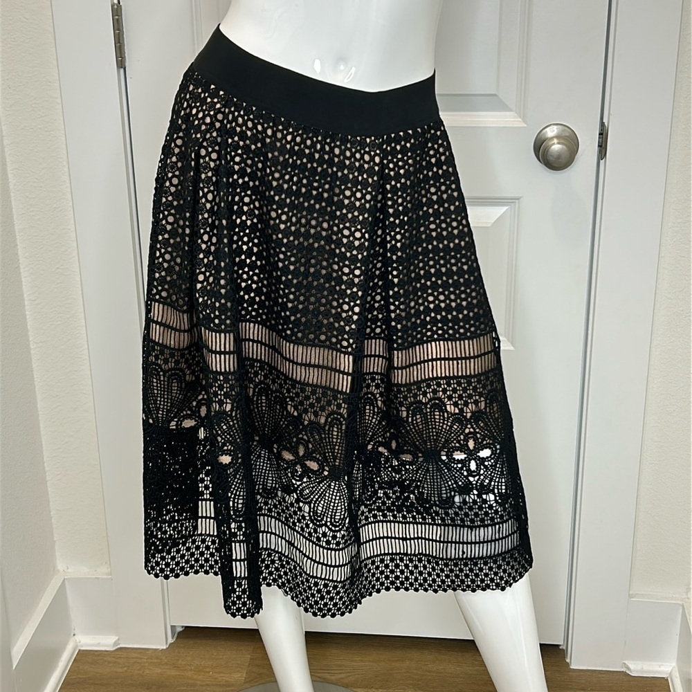Molly Bracken black whimsigoth crochet, midi skirt size S